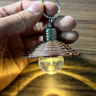 LED小燈泡鑰匙扣 白光暖光七彩光帶閃爍發光燈泡 創意小禮品玩具贈品帶燈罩小燈泡新奇吊飾飾品