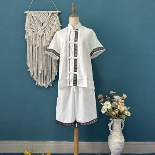 泰服套裝 男生衣著 造型服飾 短袖上衣 短褲 尾牙 舒適透氣 拍照服 派對服 旅行服 表演服 演出服 泰國旅行服