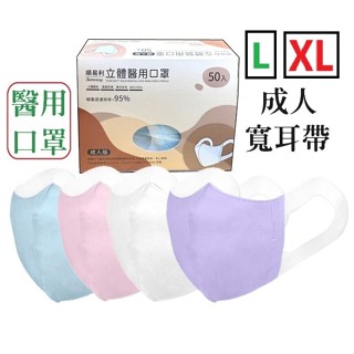 ●２４小時內寄出●順易利成人立體醫用口罩 順易利寬耳帶口罩 寬耳帶立體口罩 順易利醫用立體寬耳帶XL口罩 加大口罩