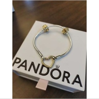 ［專櫃購入全新未使用］PANDORA 潘朵拉專櫃正品 心形釦蛇鏈 / 鍍14k金閃耀鋯石固定扣 *不拆售