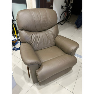 La-Z-Boy 單人 全牛皮沙發/ 搖椅式休閒椅(皮沙發-深駝色)
