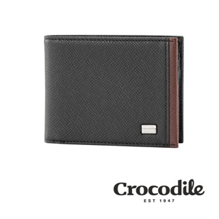 Crocodile 鱷魚皮件 男皮夾 短夾 真皮 斜格壓紋 中翻 Rover漫遊者系列 0103-09602