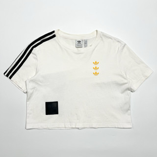 <二手女裝> Adidas Originals Adicolor 三線 短袖 短版 T恤 短T 女款 白 HA7415