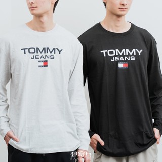 郵寄兵．現貨 TOMMY JEANS 男版 三排文字國旗LOGO 薄長袖 T恤 長袖 上衣 美國 秋冬長袖