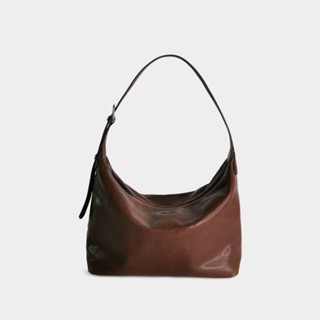 R&BB真皮牛皮包包-簡約時髦鬆弛托特包 大容量腋下包Hobo流浪包(附真皮可調延長背帶)-咖啡