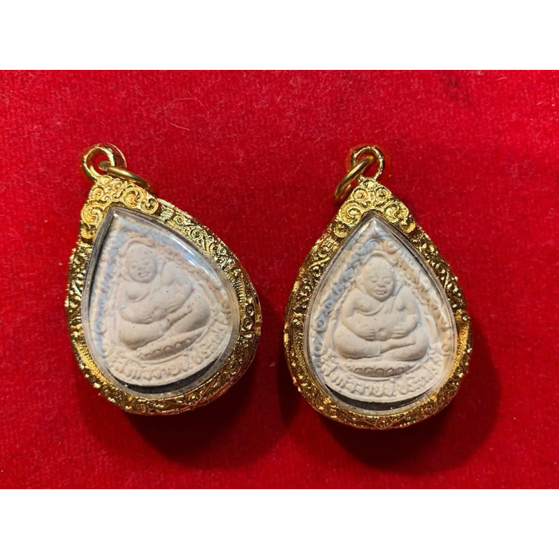 喜迎財佛 龍婆坤親自加持2537全聖粉富貴智慧善加財佛 全新藏品 厚鍍金雕花開合殼