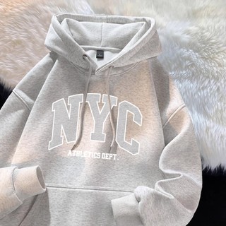 VUUG 美式帽t NYC潮牌連帽衛衣 oversize 連帽大學t 帽踢 美式復古寬鬆長袖上衣 大尺碼男裝 冬天衣服