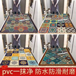 免運免洗 高階復古 pvc地墊 入戶地墊 玄關地墊 陽臺地墊 客廳地墊 寵物地墊 廚房地墊 防滑防水耐磨 可裁剪定製