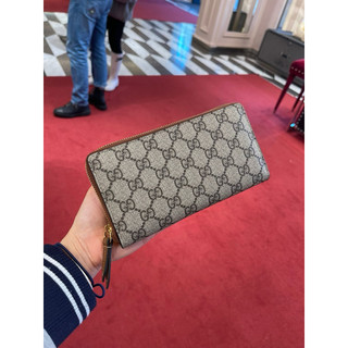 SoHoShop歐洲代購 GUCCI GG Supreme帆布牛皮拉鍊長夾 779786