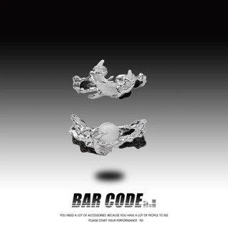 BAR CODE 朝夕相處情侶戒指一對款ins小眾輕奢高級感中式尾戒