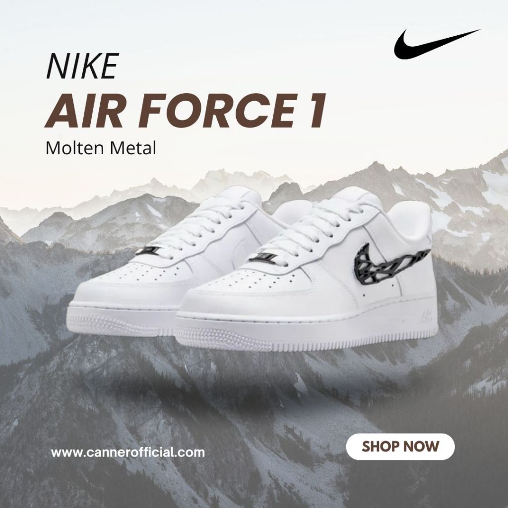 罐頭選貨🥫NIKE AIR FORCE 1 液態勾 金屬 黑白 IF1686-101 女款