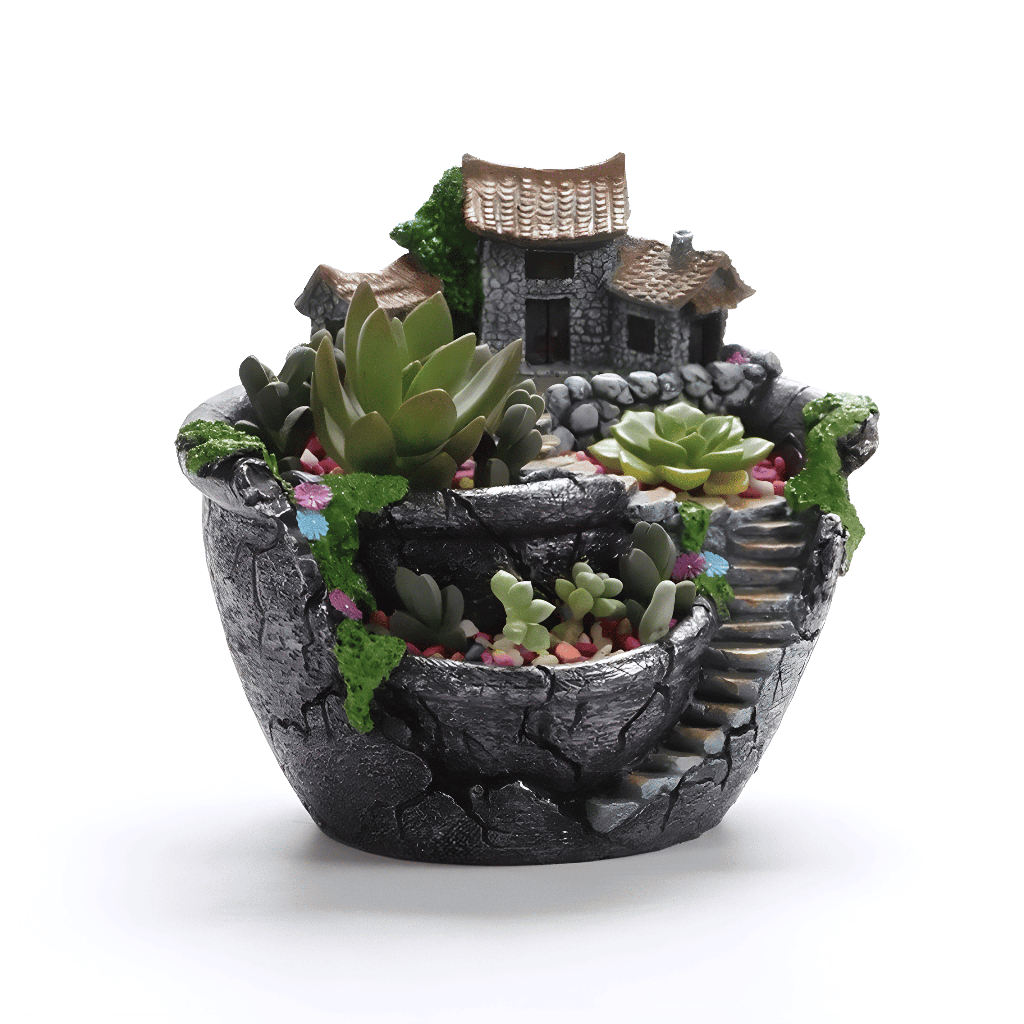 【北歐創意多肉植物小花盆】天空之城多肉盆,庭院園藝微景觀裝飾花器