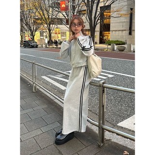 SEVEN｜日本 • GRL • 運動線條蝴蝶結拉鍊上衣+裙子套裝 ღ