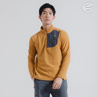 ADISI 男半門襟OceanPure溫控消臭抗靜電保暖衣 AL2421041 琥珀黃 (S-2XL)｜刷毛 快乾 抑菌