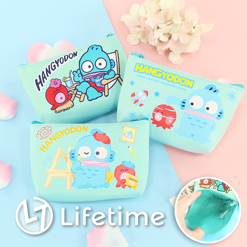 ﹝人魚漢頓十字紋零錢包﹞正版 錢包 零錢包 拉鍊包 收納包 三麗鷗 人魚漢頓 醜魚〖一生流行館〗