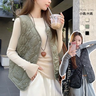 《杜達女孩》高品質棉襖背心 實穿馬甲小背心 質感菱格縫線羽絨背心 棉襖背心 保暖背心 羽絨背心女 背心 大尺碼 秋冬背心