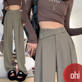 【ohi】設計感高腰西裝褲 垂感闊腿褲 女生長褲 休閒長褲 褲子 女裝 休閒褲 長褲 GPS382