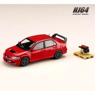 Hobby JAPAN 1/64 三菱 LANCER EVOLUTION 8 MR GSR + 展示引擎 純紅 東海模型