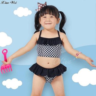☆奧莉薇網路購物☆蘋果牌【經典黑白格紋】女童二件式比基尼泳裝特價790元NO.112601(4-8)