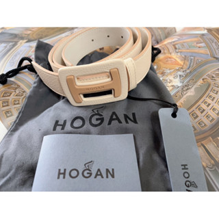 Hogan Tod’s 象牙白 H logo 時尚百搭 荔枝皮 牛皮 皮帶 腰帶 牛仔褲 寬褲 圍巾 搭配 配飾 單品