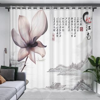 3D魔幻窗簾布 高檔大氣3D情境山水墨 簡易DIY背景裝飾