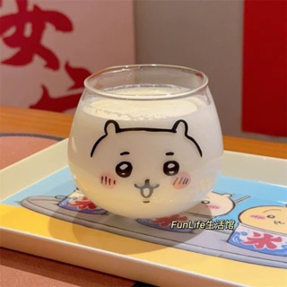 臺灣現貨🔥吉伊卡哇玻璃杯 透明玻璃水杯 卡通可愛女生牛奶杯 兒童果汁杯 大容量學生玻璃杯吉伊卡哇周邊Chiikawa水杯