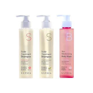 ULYSIA歐麗雅 頭皮肌膚潔淨3入組(頭皮調理洗髮精250ml - 玫瑰/青檬雪松各X1/水嫩舒敏沐浴精250mlX1