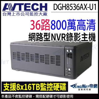 DGH8536AX-U1 AVTECH陞泰 36路監視器 4K 8硬碟 800萬 網路型 H.265 錄影主機 監視主機