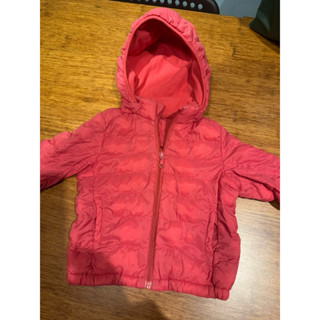 UNIQLO baby桃紅/深藍羽絨外套（90cm)