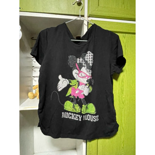 黑色Mickeymouse米妮亮片上衣