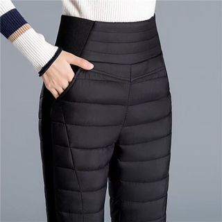 超保暖高腰羽絨棉褲女2019版加絨加厚大碼外穿打底中老媽媽褲刷毛加絨 防寒 棉褲大尺碼 羽絨褲女寬鬆 韓版 FTGS