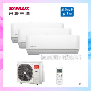 【SANLUX 臺灣三洋】3~4坪*3坪一對三變頻冷暖分離式冷氣SAC-XV84HJ/SAE-V23HJ*3