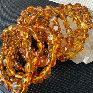 僅此一波-超美花珀蜜蠟琥珀金珀5-7mm+橢圓方切/隨型方塊切（單圈）手珠手鍊DIY串珠•點點水晶•