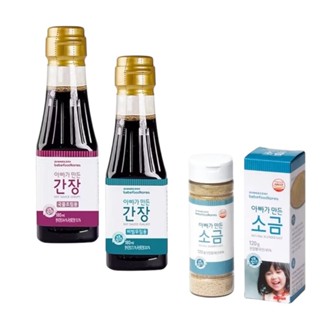 韓國【bebefood寶寶福德】寶寶專用醬油（180ml）煮湯/沾用-兒童專用調味海鹽(120g)