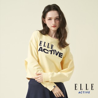【ELLE ACTIVE】 圓領短版長袖上衣 黃色-EA24A2W140154