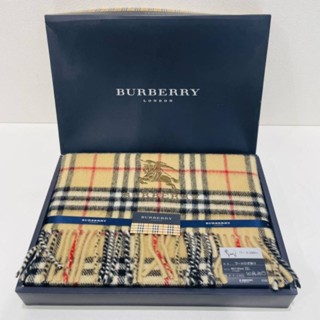 全新BURBERRY經典款正品精品日本製LAMBS WOOL100%羊絨圍巾披肩羊毛