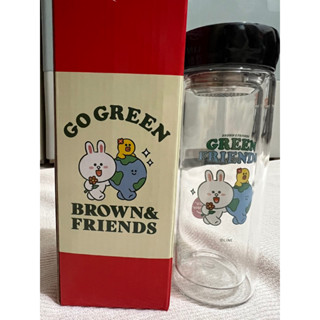 Line friends造型雙層玻璃瓶 玻璃杯 水杯 兔