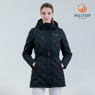 【Hilltop山頂鳥】超潑水無縫石墨烯保暖蓄熱羽絨長大衣外套 女款 黑｜PF21XF98ECA0