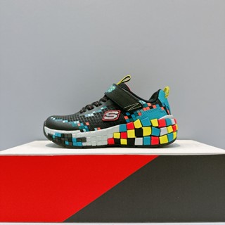 SKECHERS MEGA-CRAFT 3.0 中童 黑色 拚色 馬賽克 魔鬼氈 運動 休閒鞋 402182LBKMT
