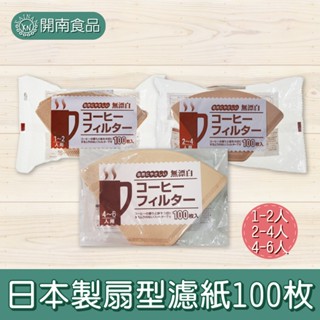 日本製扇型濾紙100枚入(多尺寸) 寶馬牌 錐形濾紙咖啡濾紙 無漂白咖啡濾紙 梯型濾紙 扇型濾紙【開南食品】