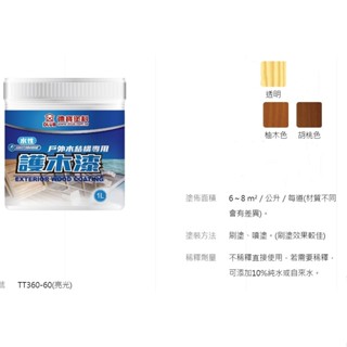 奶茶油漆材料商舖 德寶 環保水性護木漆 木屋專用 護木油 室內外用 南方松 綠建材 一公升