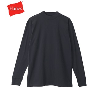 【Hanes】官方直營 男款-UNDERWEAR系列 100%棉微高領立領長袖T恤-黑色（HM4-Y202-090）