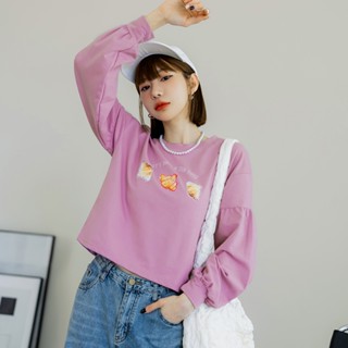 OB嚴選 咖啡廳家族．棉質可頌相片印拋袖短版上衣 《IG0028》大尺碼/女裝/現貨