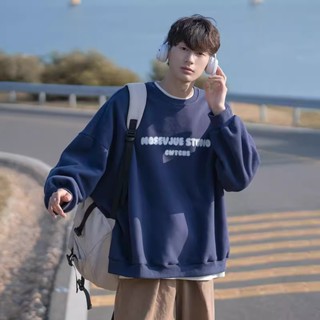 美式寬鬆圓領大學t 純棉厚磅大學t oversize寬鬆大學t 運動休閒風男士潮牌秋冬上衣 男女可穿