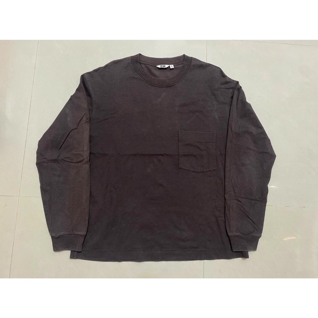 【Uniqlo U 系列 長袖 上衣】衛衣 厚磅 深灰 灰 咖啡 T 口袋 工裝 無印 聯名 工作 男 寬版 大尺 大學
