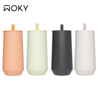 【WOKY 沃廚】WOKY 沃廚 輕芯鈦瓷易潔層吸管隨行杯600ml-單蓋款(辦公室杯/濾掛杯/保冰保溫杯)