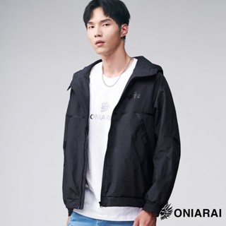 BLUE WAY 鬼洗 ONIARAI - 男款 拼接風衣薄外套(黑)