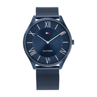 Tommy Hilfiger 藍色不鏽鋼米藍帶羅馬數字素面男錶 43mm TH700271 臺灣公司貨保固