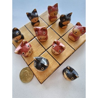 二手 木製貓咪九宮格棋盤