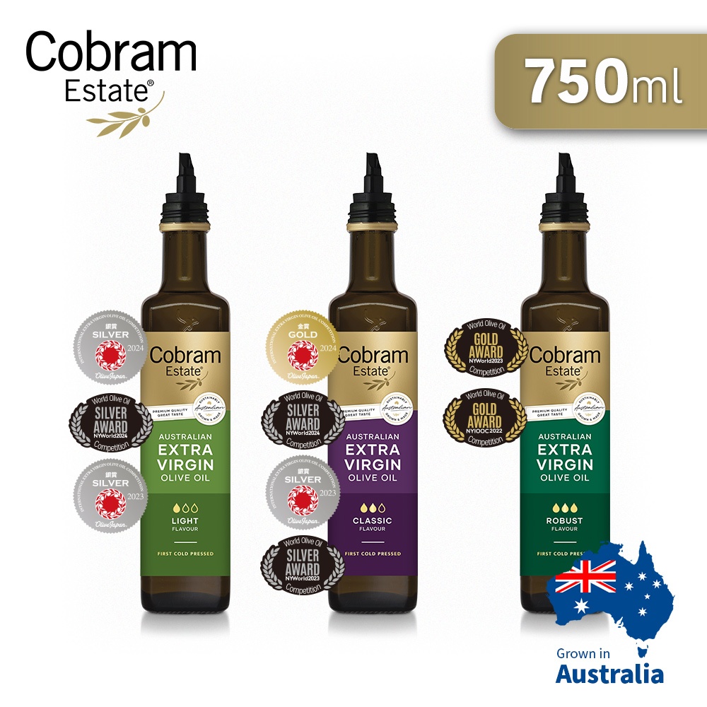 （超商物流易摔破，超過一瓶請選黑貓或宅配）Cobram Estate-澳洲特級初榨橄欖油｜細緻/經典/醇厚-750ml